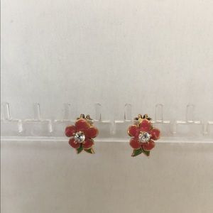 Kate Spade flower with rhinestone earring